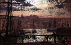 Station Quayからのウィットビー港 作： John Atkinson Grimshaw