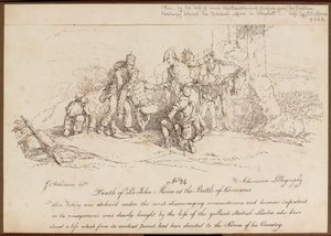 「コルナの戦いでのジョン・ムーア卿の死」、1809年1月16日 作： John Augustus Atkinson