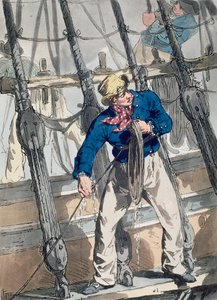 アーティスト、パブによって刻まれた「イギリスのコスチューム」の先導役ウィリアム・ミラーとジェームズ・ウォーカー、1807年（カラーエッチング） 作： John Augustus Atkinson
