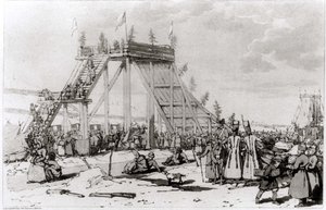 ジョン・アトキンソンとジェームズ・ウォーカーによる「ロシア人のマナー、習慣、娯楽の絵のような描写」からのアイスヒルズ、1804年公開 作： John Augustus Atkinson