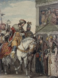 ジョン王子（1167-1216）とアシュビーの通路の武器でのアイザックユダヤ人