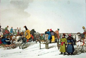 レース・コース」（画家によるエッチング、1804年発行）（カラーリトグラフ 作： John Augustus Atkinson