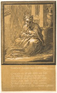 瞑想する女性 作： John Baptist Jackson, after Parmigianino