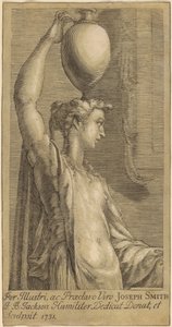 頭に瓶を持って立っている女性 作： John Baptist Jackson, after Parmigianino