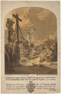 十字架からの降下 作： John Baptist Jackson, after Rembrandt van Rijn