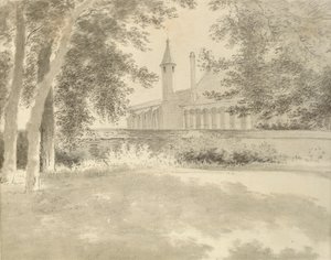 グローブから見たバリオール・チャペルと図書館（1783年8月2日 作： John Baptist Malchair