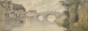ハイスブリッジ、オックスフォード、1789年（大きなシートに貼り付けられた3枚の紙のグラファイトの上の水彩画） 作： John Baptist Malchair