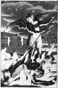 サタン、ジョンミルトンの「パラダイスロスト」のイラスト、第4版1688 作： John Baptist de Medina
