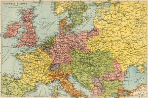 中央ヨーロッパの地図、c1914。 作： John Bartholomew and Son