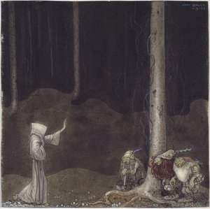 Frere Martin et les trois trolls - Brother Martin and Three Trolls』バウアー、ジョン（1882-1918）作。紙に水彩画 作： John Bauer