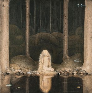 懐かしそうに湖の水を眺めるツブスター姫 作： John Bauer
