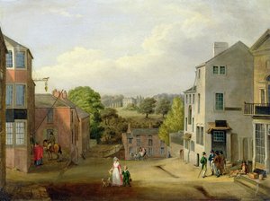 ランカシャー州チョーリーのストリートシーン、チョーリーホールの眺め、1790〜1817年 作： John, Bird