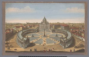 バチカン市国のサンピエトロ広場とサンピエトロ大聖堂の眺め ローマの聖ペテロ教会 (オブジェクトのタイトル) 作： John Bowles