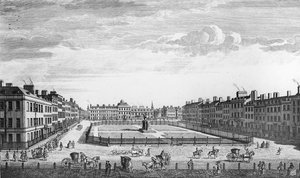 ライセタースクエアロンドンの眺め、1753年 作： John Bowles
