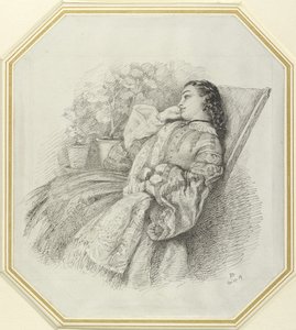 ジョージナ・ハネイ、1859年（白い紙にペンと黒のインク） 作： John Brett