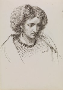 うつろな目をした女性の肖像画 作： John Brett