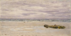 ケナックサンズ、コーンウォール、干潮時、1877年（船上油、図面として取り付け） 作： John Brett