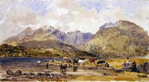 スコットランド、Loch Awe（水彩・紙） 作： John Brett