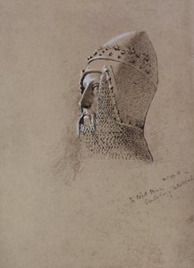 黒の王子（1330-76）、1859年12月13日（紙にペンとインク） 作： John Brett