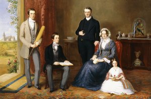 ジョンウィザリントン牧師、オクソンのテッツワースの牧師、家族と一緒に、1854年 作： John Bridges