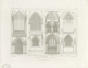 リッチフィールド大聖堂の内部-身廊と聖歌隊： 彫刻, nd [c 1819] (プリント) 作： John Britton