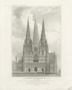 リッチフィールド大聖堂-ウェストフロント：彫刻、nd [c 1820] 作： John Britton