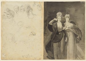 頭のスケッチ、左、2人の女性の右、c。 1770-1775。