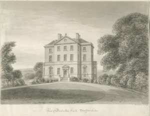 Barlaston Hall：セピア色の絵 作： John Buckler