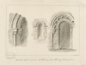 Brewood - Whiteladies Priory (Rain) : セピア画 作： John Buckler