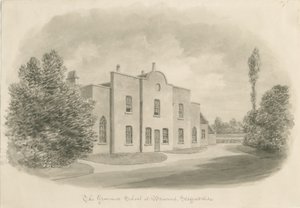 Brewood Grammar School：セピア色のデッサン、nd [c 1842]（デッサン）