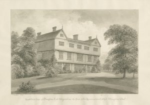 ブロートンホール：セピア画、1848 作： John Buckler