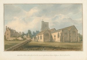 バッキンガムシャー-チェニーズ教会とマナーハウスの遺跡、1824年 作： John Buckler