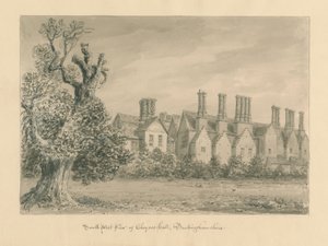 バッキンガムシャー-チェニーズホール：セピア画、1824年 作： John Buckler