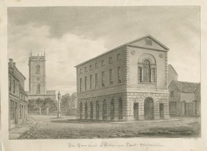 Burton-upon-Trent - Town Hall: Sepia drawing 作： John Buckler