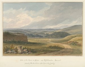 コーンウォール-キルハンプトン-ストウの家の跡、1827年 作： John Buckler