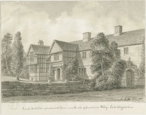 Dieulacres Abbey - Ancient House：セピア色の絵 作： John Buckler