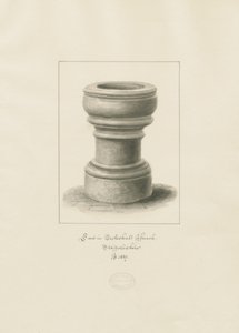 エクルシャル教会のフォント：セピア色の描画 作： John Buckler
