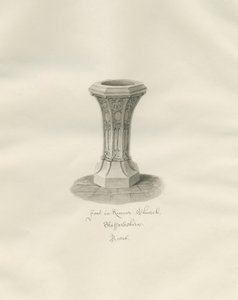 キンバー教会のフォント：セピア色の絵 作： John Buckler