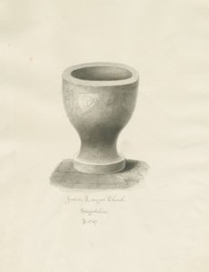 ロングナー教会のフォント：セピア色の描画 作： John Buckler