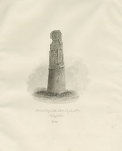 イラム教会-古代の十字架：セピア色の描画 作： John Buckler