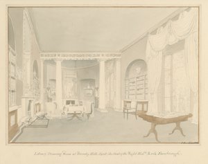 ケント-ブロムリーヒル-図書館応接室の内部、1816 作： John Buckler