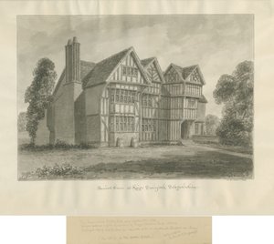Kingswinford - Bradley Hall：セピア色の絵。 作： John Buckler
