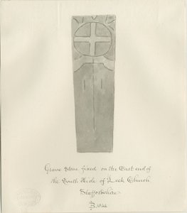 Leek Church - 墓石：セピア画 作： John Buckler