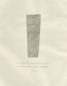 Leek Church - 墓石：セピア画 作： John Buckler