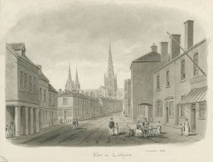 リッチフィールド-通りの眺め：セピア色の絵、1843年 作： John Buckler