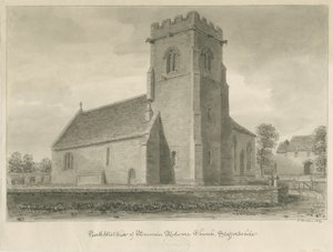 Mavesyn Ridware Church：セピアの絵、1839年 作： John Buckler