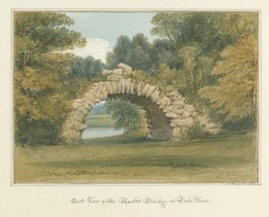 オックスフォードシャー-ヘンリーアポンテムズ-パークプレイスの素朴な橋、1826年 作： John Buckler