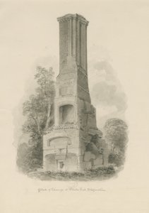 ピラトンホール-キッチンチムニー：セピア色の描画（ビネット）、nd [1841]（描画） 作： John Buckler