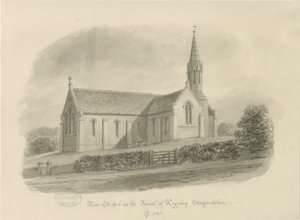 Rugeley-ブレトンチャペル：[St。マイケルの教会、ブレトン]セピア色のウォッシュドローイング、1841年 作： John Buckler