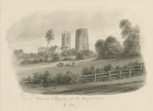 Rugeley Town-スタッフォードロードから：セピア色の描画 作： John Buckler